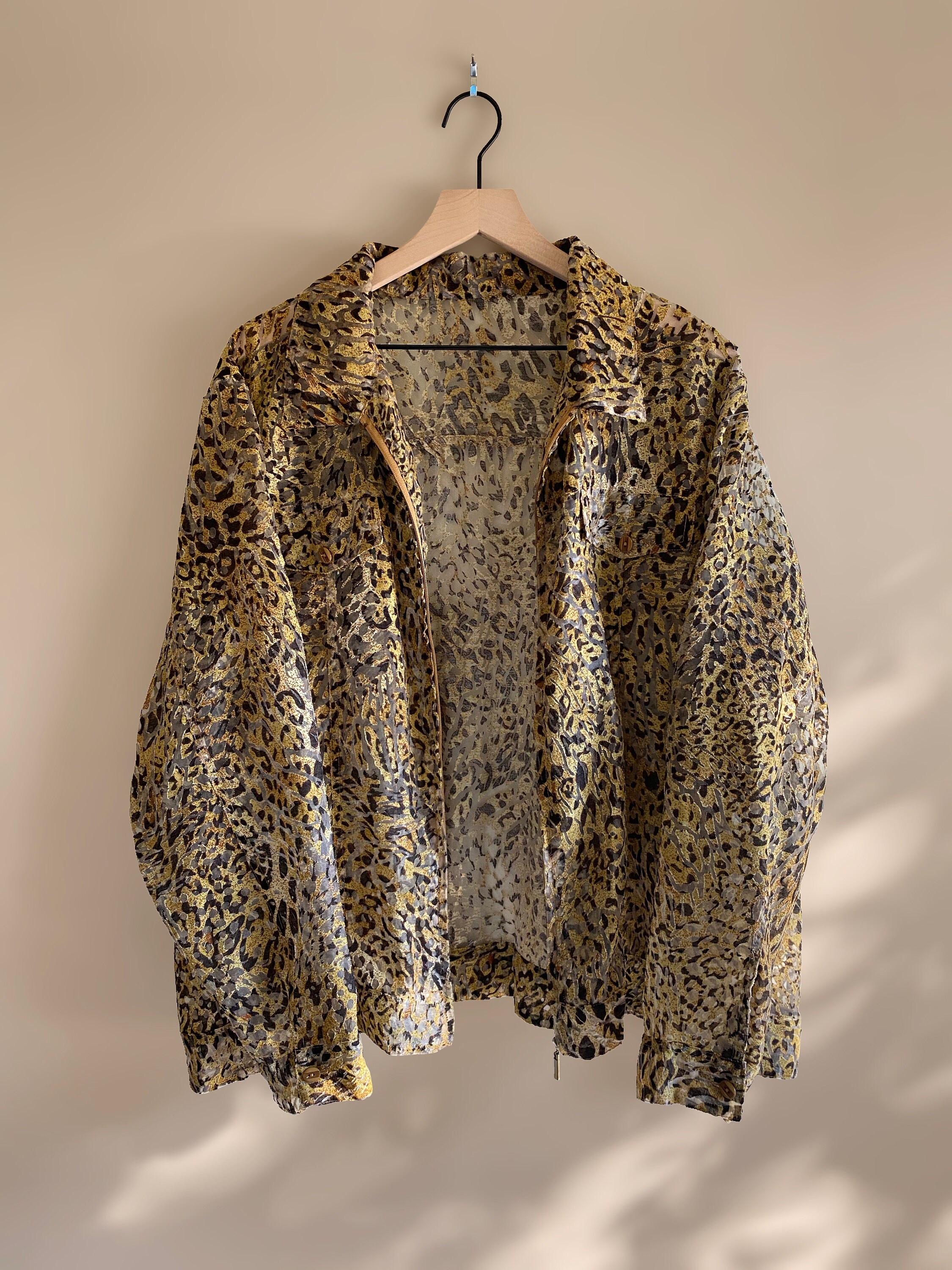 Vintage Leopard Print Sheer Burnout Jacket | Etsy