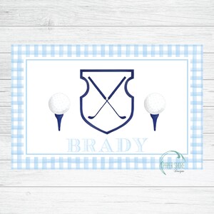 Personalized Navy Crest Golf Placemat