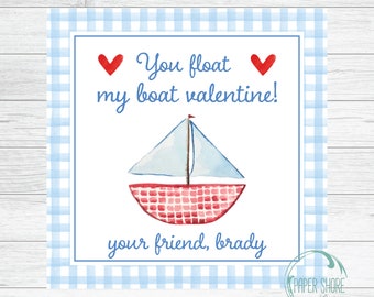 Watercolor Boat Valentine- Digital