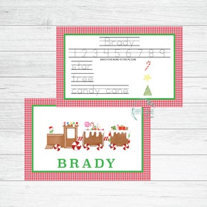 Personalized Christmas Gingerbread Train Placemat
