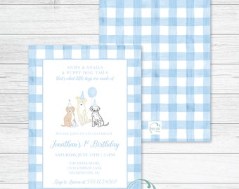 Watercolor Puppy Dog Birthday Invitation // Snips and Snails