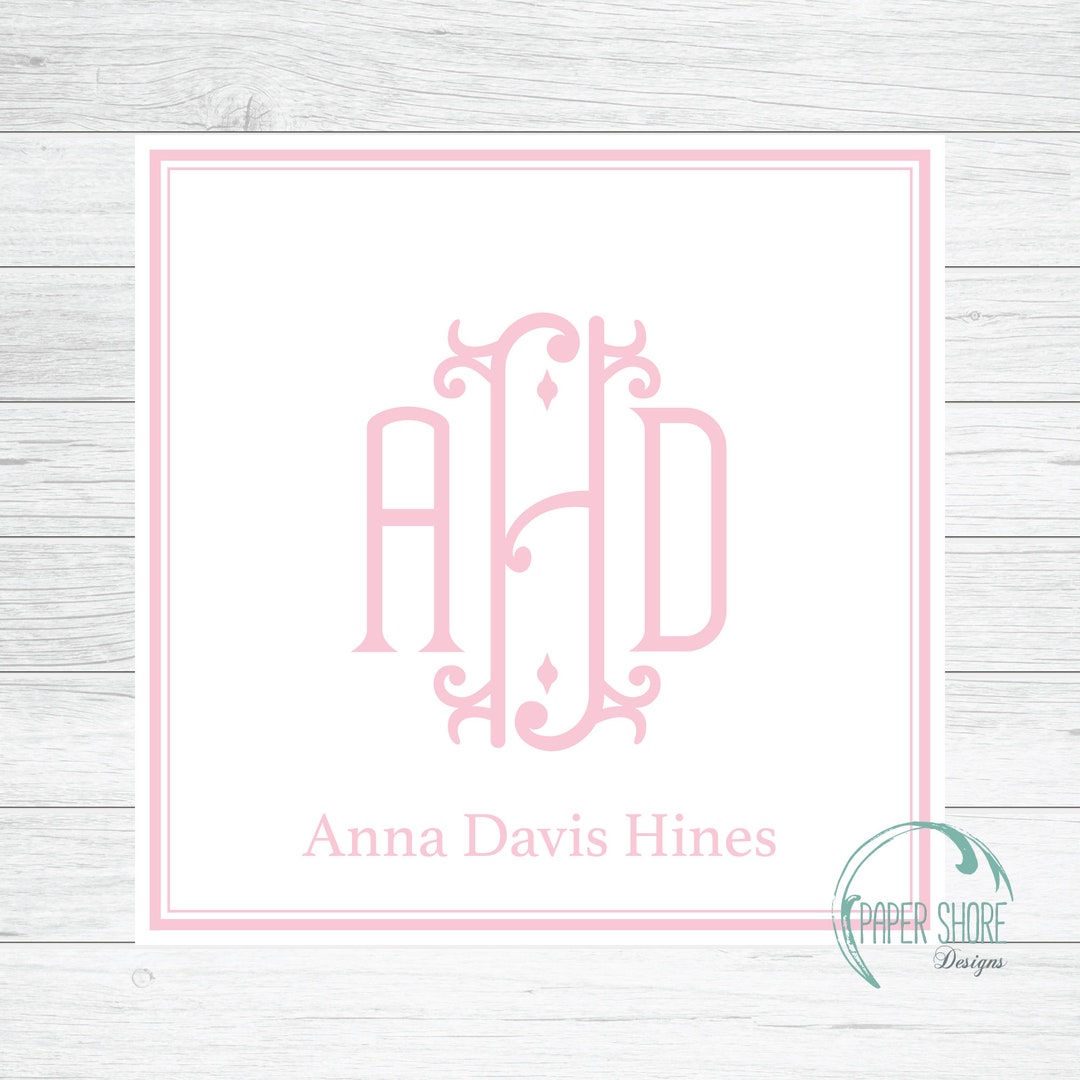 Pink R Monogram Pink Monogram Enclosure Card - Etsy