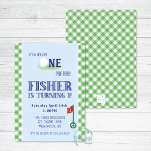 Watercolor Golf First Birthday Invitation / Let&#39;s Par-Tee / Hole in One