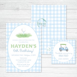 Watercolor Golf Birthday Invitation / Let&#39;s Par-Tee