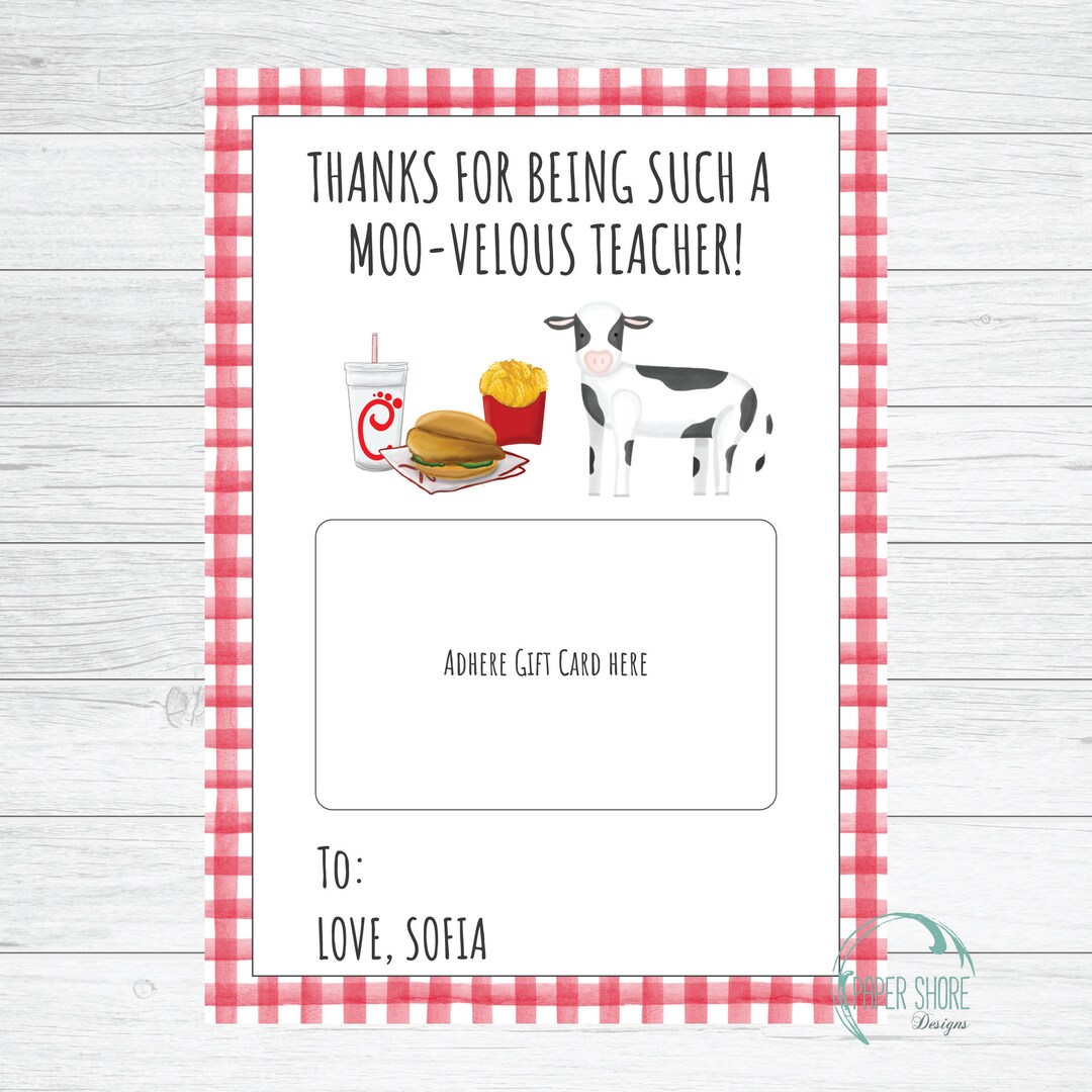 DIGITAL CFA Gift Card Holder // End of Year Tag // Teacher Tag Etsy