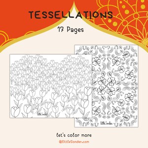 17 Pages of Tessellations, Endless Coloring Fun, Download & Print Coloring Sheets image 4