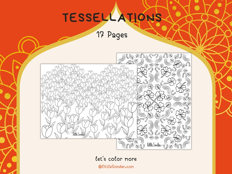 17 Pages of Tessellations, Endless Coloring Fun, Download & Print Coloring Sheets image 4