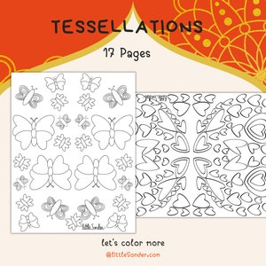 17 Pages of Tessellations, Endless Coloring Fun, Download & Print Coloring Sheets image 5