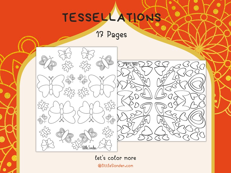 17 Pages of Tessellations, Endless Coloring Fun, Download & Print Coloring Sheets image 5