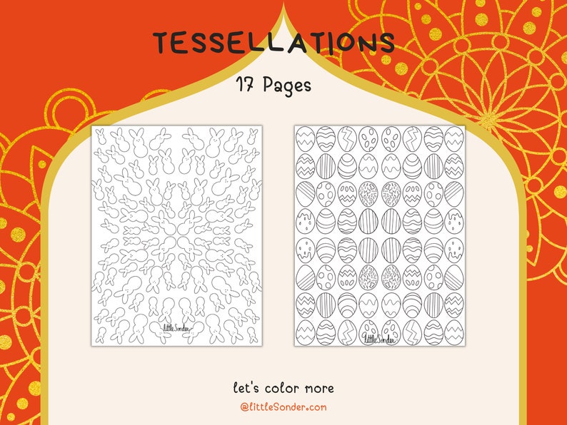 17 Pages of Tessellations, Endless Coloring Fun, Download & Print Coloring Sheets image 6