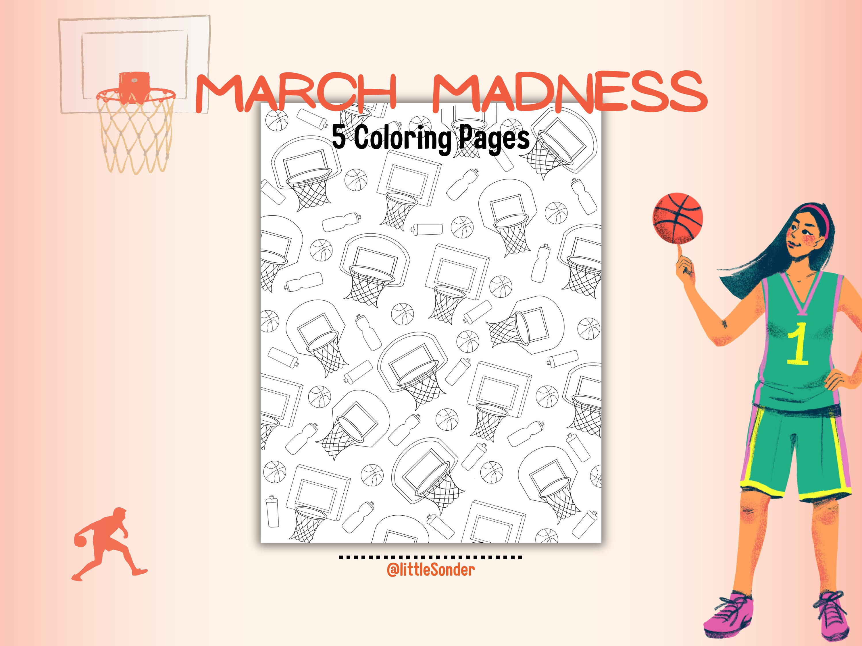 March Madness Coloring Pagesunleash Your Basketball Passion Now FIVE