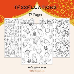 17 Pages of Tessellations, Endless Coloring Fun, Download & Print Coloring Sheets image 3