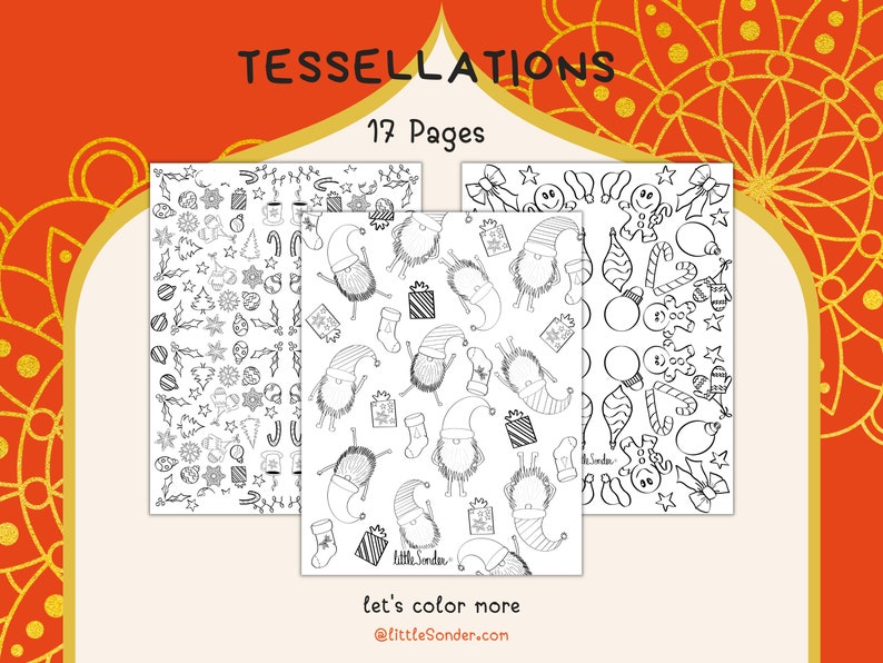 17 Pages of Tessellations, Endless Coloring Fun, Download & Print Coloring Sheets image 3