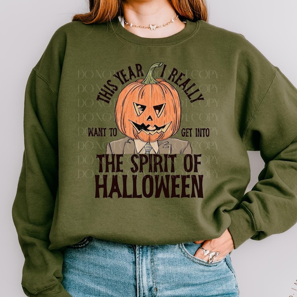 Dwight Schrute Kürbis-Kopf-Sweatshirt - lustiges Büro-gruseliger Rundhalsausschnitt