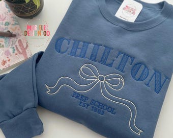 Chilton Prep Embroidered Sweatshirt: GG Inspired Coquette Crewneck
