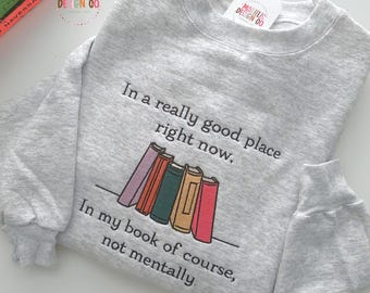 Embroidered Book Sweatshirt: Bookish Crewneck