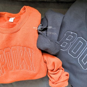 Spooky Boo  Embroidered Shirt, Boo Shirt, Comfort Color Embroidered Shirt, Embroidered Halloween Sweatshirt, Oversized Halloween Shirt