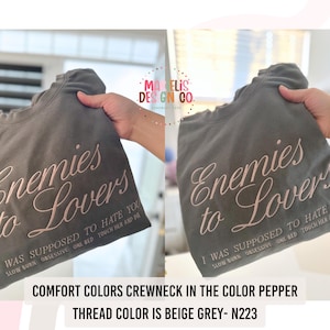 Enemies to Lovers Embroidered Sweatshirt: Romance Reader Crewneck, Romance Trope Shirt image 4