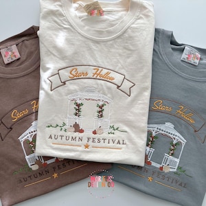 Star Hollow Embroidered Sweatshirt,  Fall Autumn Festival Sweater, Cozy Crewneck, Comfort Color Oversized Fall Shirt, Gift For Friends, Luke