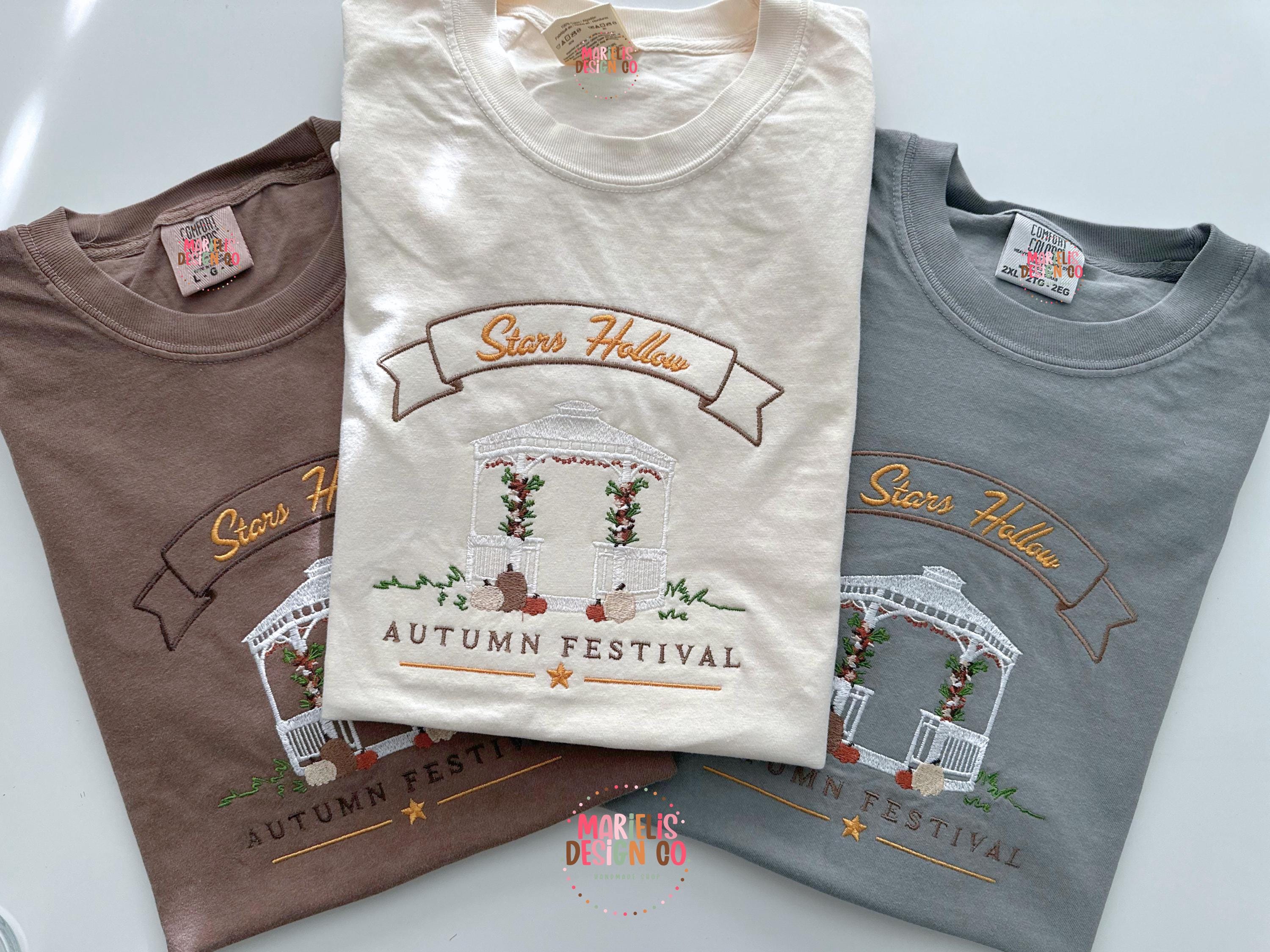 Star Hollow Embroidered Sweatshirt,  Fall Autumn Festival Sweater, Cozy Crewneck, Comfort Color Oversized Fall Shirt, Gift For Friends, Luke