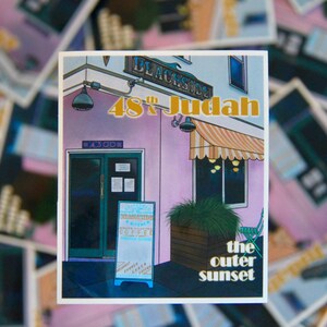 San Francisco Judea Street Vinyl Sticker | CA Ocean Beach Cafe Sticker for Laptop, Water Bottle, Skateboard or Phone Case | Waterproof
