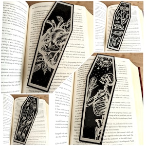 Limited Edition Gold & Silver Foil Dark Coffin Bookmarks, Skeleton, Horror, Anatomy, Dark, Gothic, Bookmark, Gothic Gift, Horror, Reading