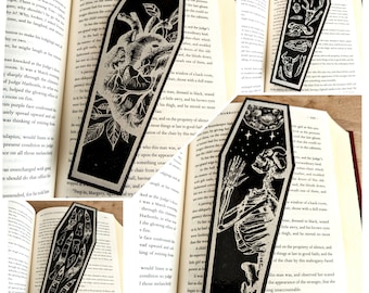 Limited Edition Gold & Silver Foil Dark Coffin Bookmarks, Skeleton, Horror, Anatomy, Dark, Gothic, Bookmark, Gothic Gift, Horror, Reading