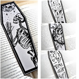 Dark Coffin Bookmarks, Skeleton, Horror, Anatomy, Gift, Dark, Gothic, Witch Bookmark, Gothic Gift, Witchcraft, Horror, Reading, Book