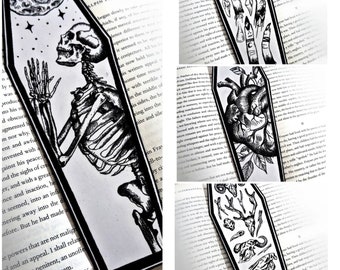 Dark Coffin Bookmarks, Skeleton, Horror, Anatomy, Gift, Dark, Gothic, Witch Bookmark, Gothic Gift, Witchcraft, Horror, Reading, Book