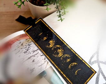 Moon Phases bookmark, gold foiled print, limited edition, handmade, golden moon, moonchild, spellbound, witchcraft, moon phase lunar eclipse