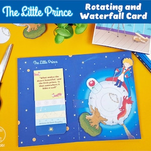 Il Piccolo Principe, biglietto rotante, biglietto a cascata, stampabile, modello di carta, set di carta, lavoretti di carta, giocattolo di carta, download immediato, lavoretti fai da te.
