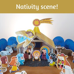 Presepe, stampabile, modello di carta, set di carta, creazione di carta, giocattolo di carta, download istantaneo, decorazione artigianale natalizia fai da te.