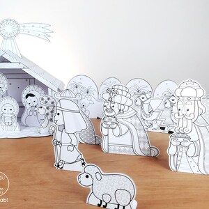 Nativity Scene, Coloring, Printable, Paper Model, Paper Set, Paper ...