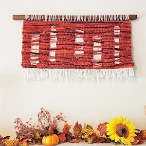 Large weaving woven wall hanging sunset colors southwestern wall art decoration fiber art statement piece red orange pink rustic bohemian