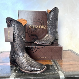 Cuadra Bottes Fuscus Caiman Belly Brodées Noires Pour Hommes 3Z1LFY