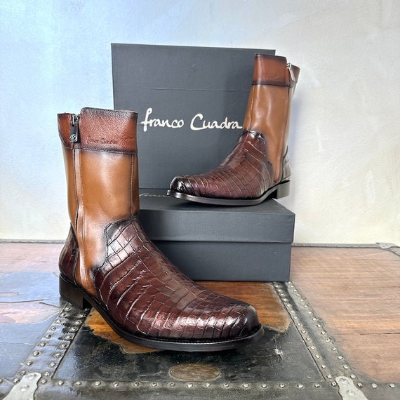 Franco Cuadra Denim Cowhide Boots from Mexico! Franco Cuadra Mens Honey Python Cowhide Ankle Boot 827PBTV  main image 4