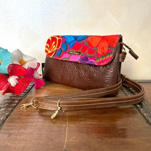 Dulce&#39;s Leather Embroidered Shoulder Bag