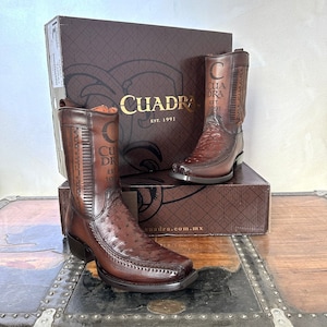 Cuadra Mens Ostrich Flame Chocolate Leather Boots 1J2KA1