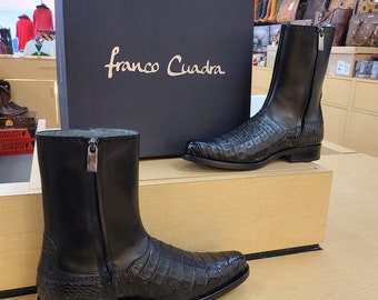 Franco Cuadra Mens Caiman Belly Black Dress Boot 827FWTS