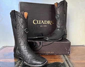 Botas negras de piel de avestruz para hombre Cuadra 3Z1OA1