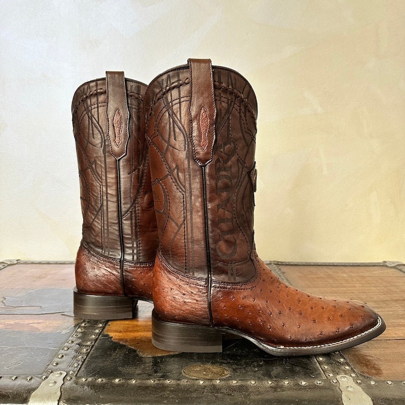 Cuadra Moroni Castaño Square Toe Ostrich Boots main image 0