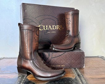 Botas Cuadra de piel de avestruz auténtica para hombre 1J2KPT