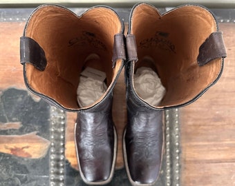 Cuadra Mens Ostrich Belly Flame Black Cherry Leather Boots 3Z01AB