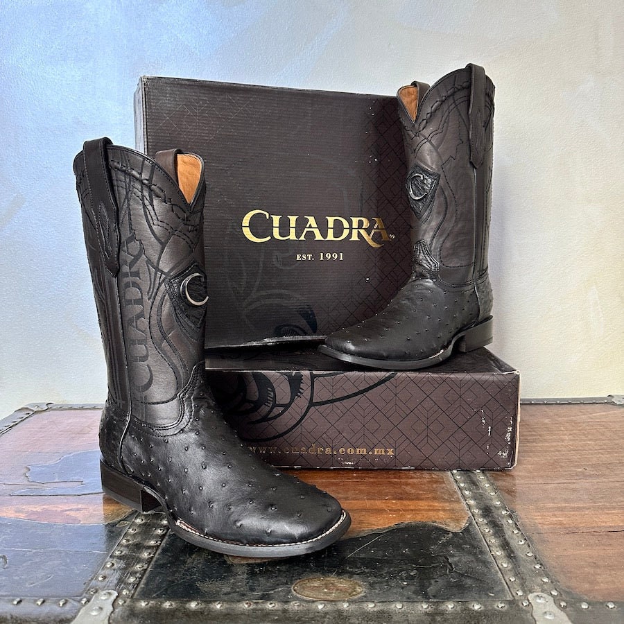 Cuadra Ostrich Black Boots - Etsy