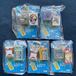 Jahrgang 2004 Banpresto Nintendo Super Mario Bro Kart Set 5 Kassette Figur Schlüsselanhänger Japan Selten Super Famicom N64