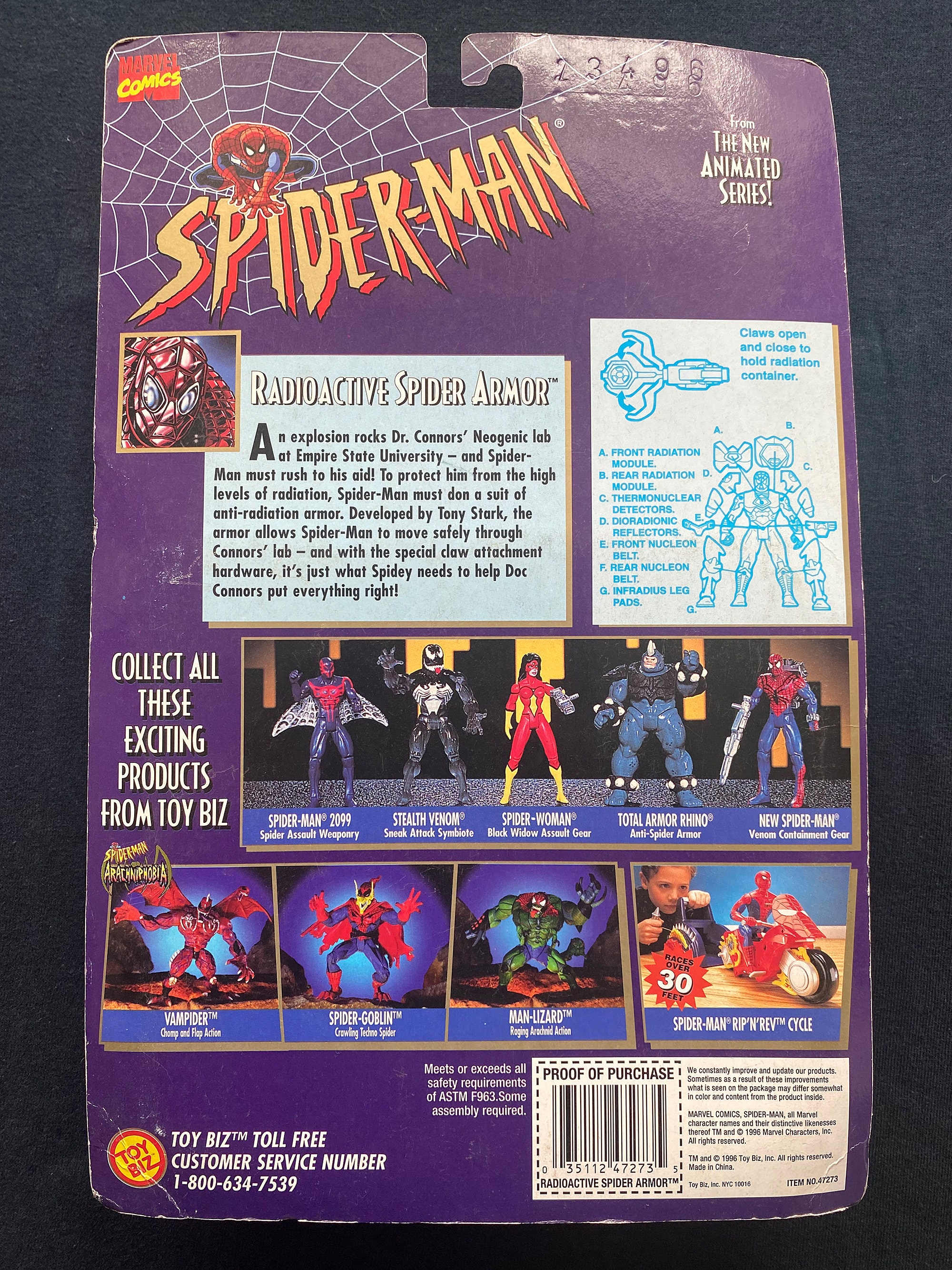 Techno-Wars Radioactive Spider Armor Marvel Toy Biz 1996 ToyBiz Figurine Spider-Man 