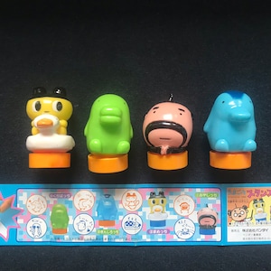 Vintage 1997 Bandai Tamagotchi-personageset 4 ministempel Chop Gashapon-figuur Japan