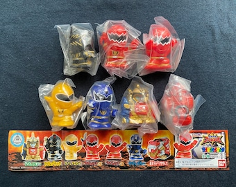 Vintage 2003 Bandai Dino Thunder Abaranger Mini Finger Puppet Set