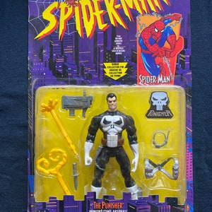 Vintage 1995 ToyBiz Comics Spiderman Spider Man The Punisher Action Figure Rare image 1