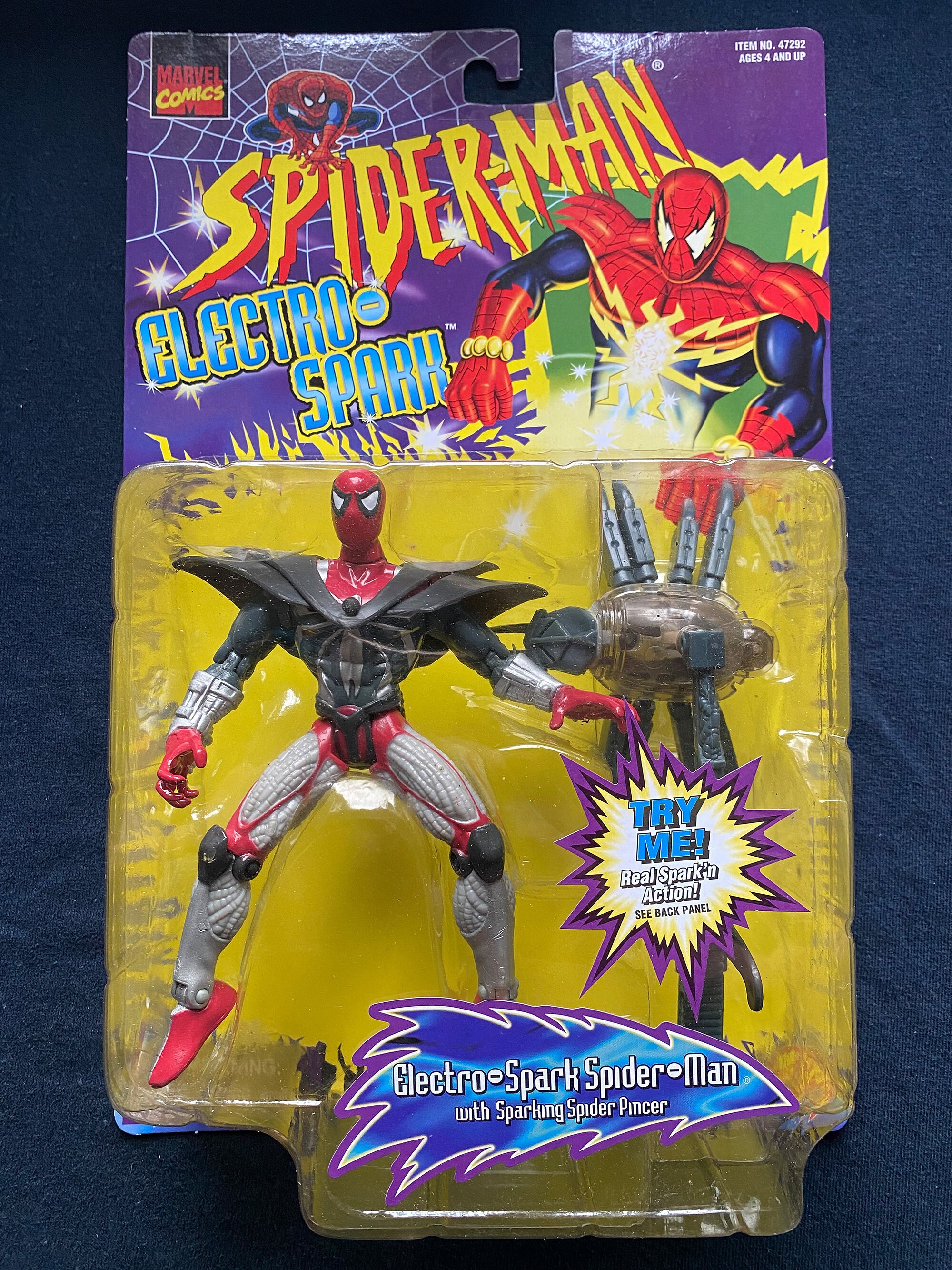 Vintage 1997 Toybiz Comics Spiderman Electro Spark Spider Vintage 1997 Toybiz Comics Spiderman Electro Spark Spider